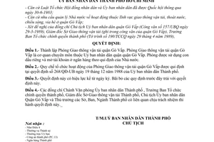 Quyết định 373/QĐ-UB thành lập Phòng Giao thông vận tải quận Gò Vấp