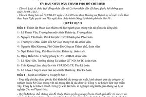 Quyết định 378/QĐ-UB thành lập Đoàn đặc nhiệm chỉ đạo ngành giao thông vận tải