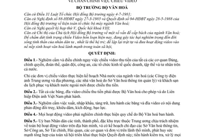 Quyết định 958-VH/QĐ chấn chỉnh việc chiếu Video