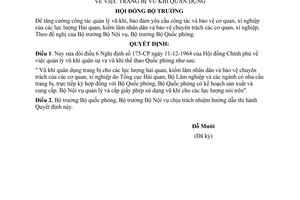 Quyết định  82-HĐBT  trang bị vũ khí quân dụng