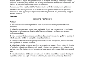 Ordinance No. 22-LCT/HDNN8  on mineral resources