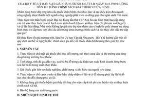 Thông tư liên bộ 440-TT/LB hướng dẫn thi hành giá thuốc chữa bệnh