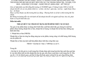 Thông tư 326-BTT hướng dẫn chế độ nhuận bút tác phẩm chính trị - xã hội, văn hoá - giáo, văn học - nghệ thuật, khoa học - kỹ thuật