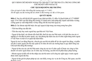 Quyết định  218-CT quy định chế độ bán ngoại tệ cho quỹ tập trung của trung ương bỏ chế độ kết hối ngoại tệ