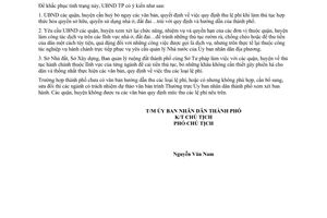 Công văn 3558/UB-ND thu lệ phí nhà và đất ở các quận, huyện