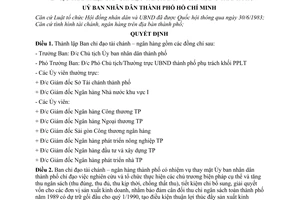 Quyết định  488/QĐ-UB  thành lập Ban chỉ đạo tài chánh – ngân hàng thành phố