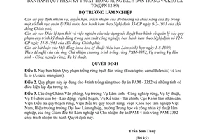 Quyết định 456-LS/NR  quy phạm kỹ thuật trồng rừng bạch đàn trắng và keo lá to