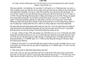 Chỉ thị 231-CT chấn chỉnh quản lý ô tô con xe hai bánh gắn máy nhập khẩu