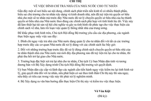 Chỉ thị 239-CT đình chỉ trả nhà Nhà nước cho tư nhân