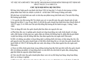 Quyết định  243-CT  sửa đổi mức thu quốc doanh ban hành theo Quyết định 188-CT năm 1988