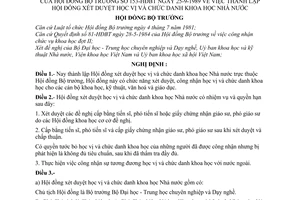 Nghị định 153-HĐBT thành lập Hội đồng xét duyệt học vị và chức danh khoa học Nhà nước