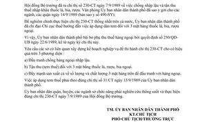 Chỉ thị 36/CT-UB thi hành Chỉ thị 230-CT chống nhập lậu tận thu thuế nhập khẩu thuốc lá, bia, rượu