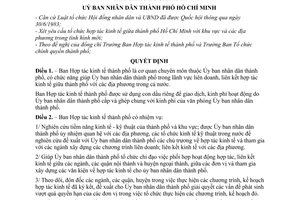 Quyết định 606/QĐ-UB quy định  tổ chức và hoạt động của Ban Hợp tác kinh tế Hồ Chí Minh