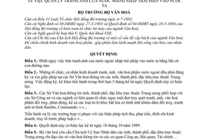 Quyết định 1708-VH/QĐ  quản lý tranh ảnh của nước ngoài nhập trái phép vào nước ta