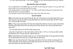 Quyết định  176/TC-BH  quy tắc bảo hiểm tai nạn hành khách đi lại trong nước