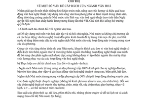 Chỉ thị 321-CT vấn đề cấp bách ngành Văn hoá