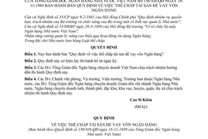 Quyết định 156/NH-QĐ  quy định  thế chấp tài sản để vay vốn ngân hàng