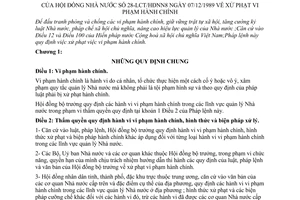 Pháp lệnh Xử phạt vi phạm hành chính 1989 28-LCT/HĐNN8