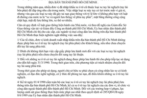 Chỉ thị 48/CT-UB cấm xe ô tô tay lái nghịch lưu hành địa bàn thành phố Hồ Chí Minh