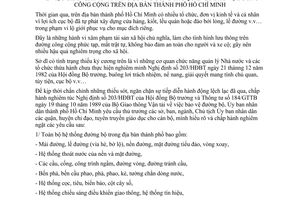 Chỉ thị 49/CT-UB chấn chỉnh tăng cường công tác quản lý bảo vệ đường công cộng địa bàn thành phố Hồ Chí Minh