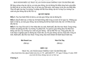 Quyết định176-QĐ/LBGTVT-NV  Điều lệ trật tự an, toàn giao thông vận tải đường bộ