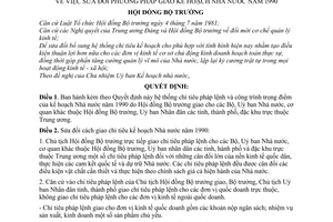 Quyết định 197-HĐBT  sửa đổi phương pháp giao kế hoạch Nhà nước năm 1990h