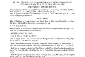 Quyết định  354-CT phê chuẩn quy hoạch vùng đất xây dựng hệ thống rừng phòng hộ lưu vực sông Đà  thuỷ điện Hoà Bình