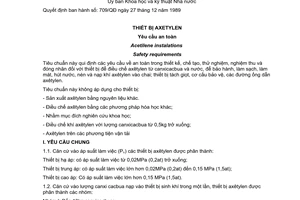 Tiêu chuẩn Việt Nam TCVN 5019:1989 về thiết bị axetylen - Yêu cầu an toàn do Ủy ban Khoa học và Kỹ thuật Nhà nước ban hành