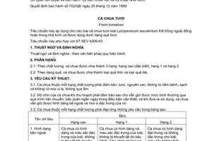 Tiêu chuẩn Việt Nam TCVN 4845:1989 (ST SEV 4306 - 83) về cà chua tươi do Ủy ban Khoa học và Kỹ thuật Nhà nước ban hành
