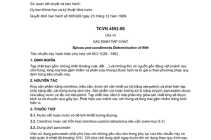 Tiêu chuẩn Việt Nam TCVN 4892:1989 về gia vị - xác định tạp chất do Ủy ban Khoa học và Kỹ thuật Nhà nước ban hành