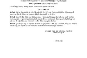 Quyết định  04-CT  sửa đổi quyết định  342-CT ngày 09-12-1987 về quyền tự chủ tài chính của các đơn vị kinh doanh dịch vụ du lịch