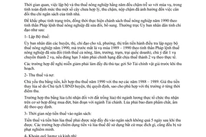 Chỉ thị 02/CT.UB tổ chức quản lý thu thuế nông nghiệp 1990 An Giang