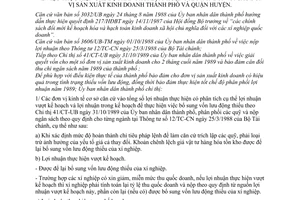 Chỉ thị 02/CT-UB thực hiện chế độ phân phối lợi nhuận năm 1989 đơn vị sản xuất kinh doanh thành phố quận huyện