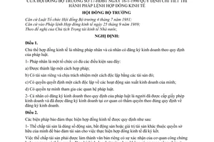 Nghị định 17-HĐBT hướng dẫn thi hành Pháp lệnh Hợp đồng kinh tế