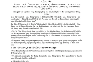 Công văn 48-TC/CTN quản lý và sử dụng chống tự thu nộp phí giao thông