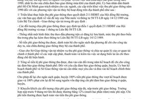Công văn 425/UB-CN thu phí giao thông 1990 trên địa bàn thành phố
