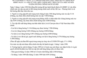 Thông tư 3-LĐTBXH/TT điều chỉnh mức trợ cấp hưởng chính sách xã hội hướng dẫn Quyết định 8-HĐ