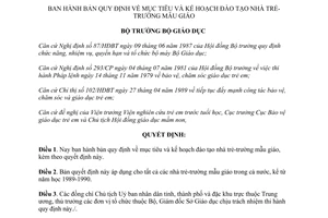 Quyết định 55/QĐ năm 1990 mục tiêu kế hoạch đào tạo nhà trẻ trường mẫu giáo