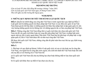 Nghị định 37-HĐBT hướng dẫn thi hành Luật Quốc tịch Việt nam