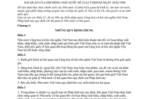 Pháp lệnh Hải quan 1990 32-LCT/HĐNN8
