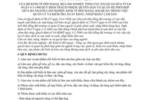 Thông tư liên tịch 4-TT/LB trách nhiệm, quyền hạn quan hệ phối hợp ngành Lâm nghiệp, Kinh tế đối ngoại, Hải quan kiểm tra xuất nhập khẩu lâm sản