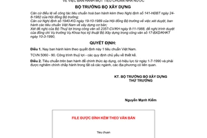 Quyết định 56-BXD/KHKT  một tiêu chuẩn Nhà nước TCVN 5060 - 90 Công trình thuỷ lợi - các quy định chủ yếu về thiết kế.