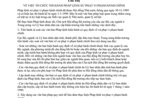 Chỉ thị 74-CT tổ chức thi hành Pháp lệnh xử phạt vi phạm hành chính