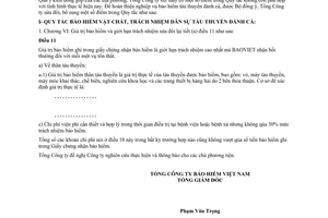 Công văn 224-BHTT/90 bổ sung quy tắc bảo hiểm vật chất trách nhiệm dân sự, tai nạn thuyền viên, tàu thuyền đánh cá