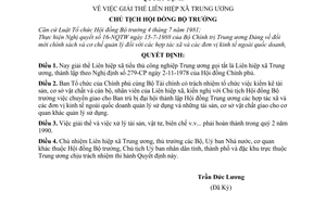 Quyết định 81-CT giải thể Liên hiệp xã Trung ương