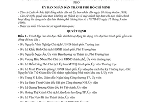 Quyết định  118/QĐ-UB  thành lập Ban chỉ đạo chấn chỉnh hoạt động tín dụng trên địa bàn thành phố