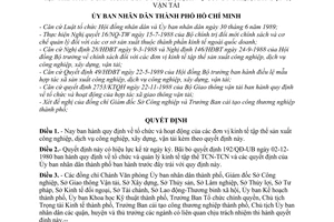 Quyết định 116/QĐ-UB  quy định tổ chức và hoạt động của các đơn vị kinh tế tập thể sản xuất công nghiệp, dịch vụ công nghiệp, xây dựng, vận tải