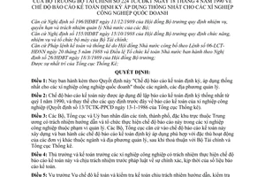 Quyết định 224-TC/CĐKT chế độ báo cáo kế toán định kỳ áp dụng thống nhất cho các xí nghiệp công nghiệp quốc doanh