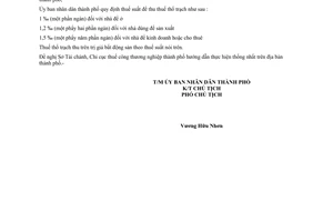 Công văn 1936/UB-NN thu thuế thổ trạch