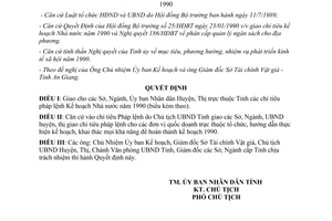 Quyết định 85/QĐ.UB giao chỉ tiêu ngân sách đầu tư xây dựng cơ bản năm 1990 An Giang